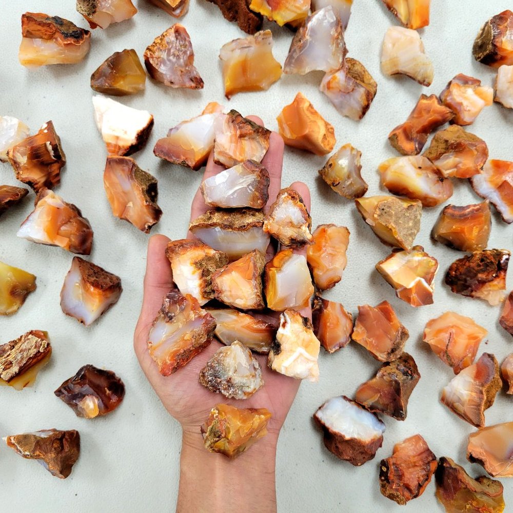 1 LB Raw Carnelian Crystal Rough Stones Bulk Wholesale Healing Gemstones